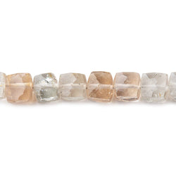 6x6mm White & Imperial Topaz faceted cube beads 8 inch 36 pieces (ONLINE ORDER ONLY)