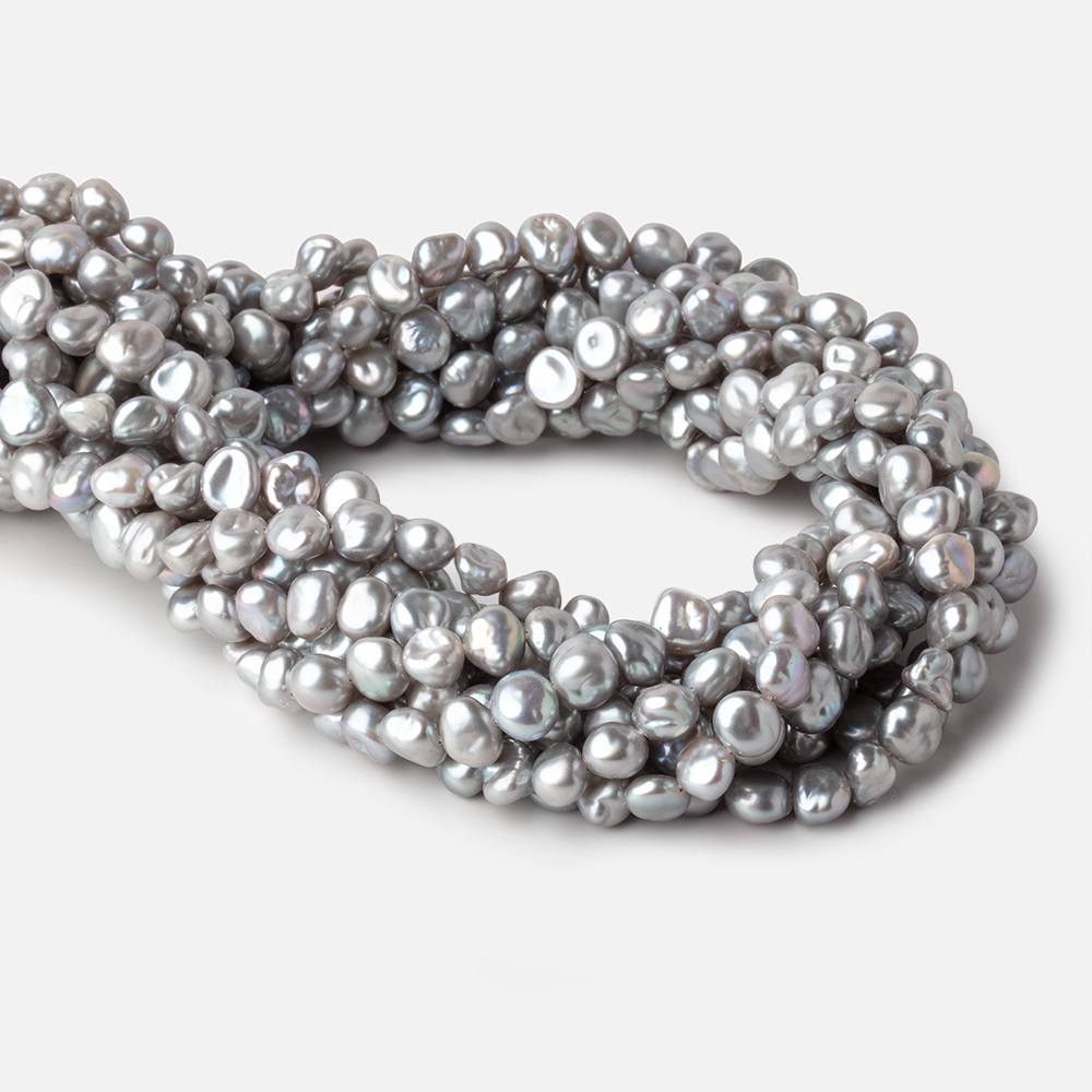6x7-7x8mm Silver Keshi Side Drilled Freshwater Pearl Beads 16 inch 65 pieces (ONLINE ORDER ONLY)