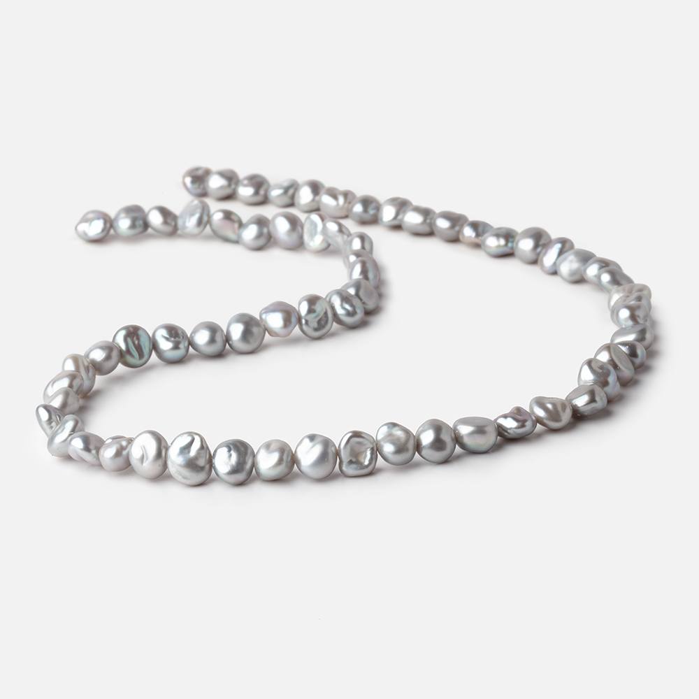 6x7-7x8mm Silver Keshi Side Drilled Freshwater Pearl Beads 16 inch 65 pieces (ONLINE ORDER ONLY)