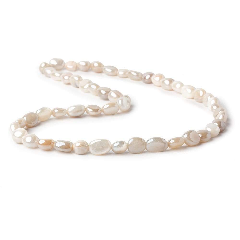 6x7-9x7mm Silver Mystic Creamy White Moonstone plain nuggets 16 inch 50 beads (ONLINE ORDER ONLY)