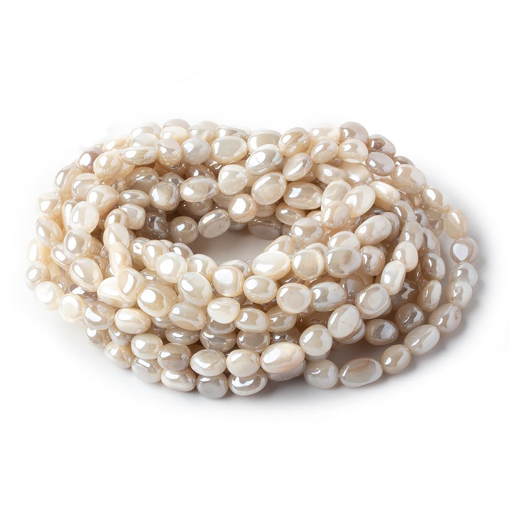6x7-9x7mm Silver Mystic Creamy White Moonstone plain nuggets 16 inch 50 beads (ONLINE ORDER ONLY)