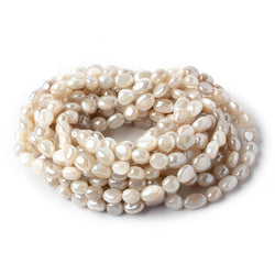 6x7-9x7mm Silver Mystic Creamy White Moonstone plain nuggets 16 inch 50 beads (ONLINE ORDER ONLY)