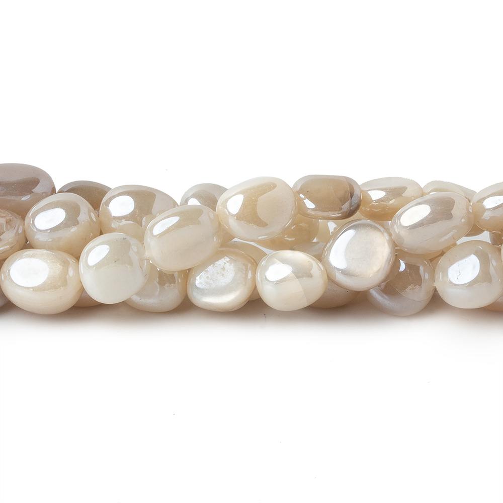 6x7-9x7mm Silver Mystic Creamy White Moonstone plain nuggets 16 inch 50 beads (ONLINE ORDER ONLY)
