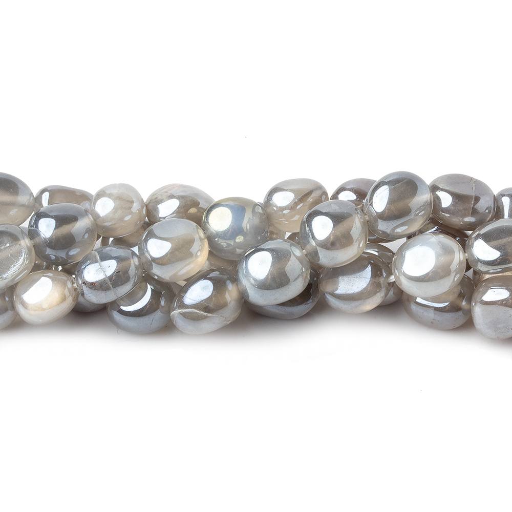 6x7-9x7mm Silver Mystic Platinum Grey Moonstone plain nuggets 16 inch 51 beads (ONLINE ORDER ONLY)