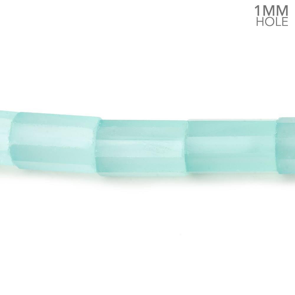 6x8-7x12mm Seafoam Blue Chalcedony faceted tubes 16 inch 40 large hole beads (ONLINE ORDER ONLY)