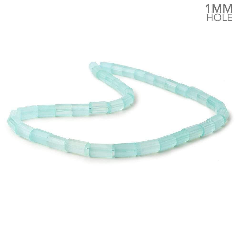 6x8-7x12mm Seafoam Blue Chalcedony faceted tubes 16 inch 40 large hole beads (ONLINE ORDER ONLY)