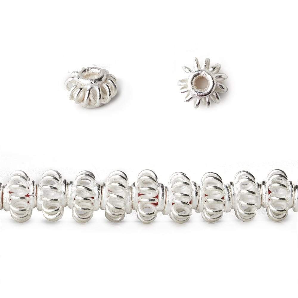 6x9mm Sterling Silver Plated Copper Spacer Pinwheel Design 8 inch 36 beads (ONLINE ORDER ONLY)