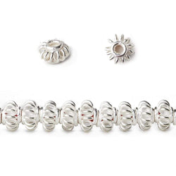 6x9mm Sterling Silver Plated Copper Spacer Pinwheel Design 8 inch 36 beads (ONLINE ORDER ONLY)
