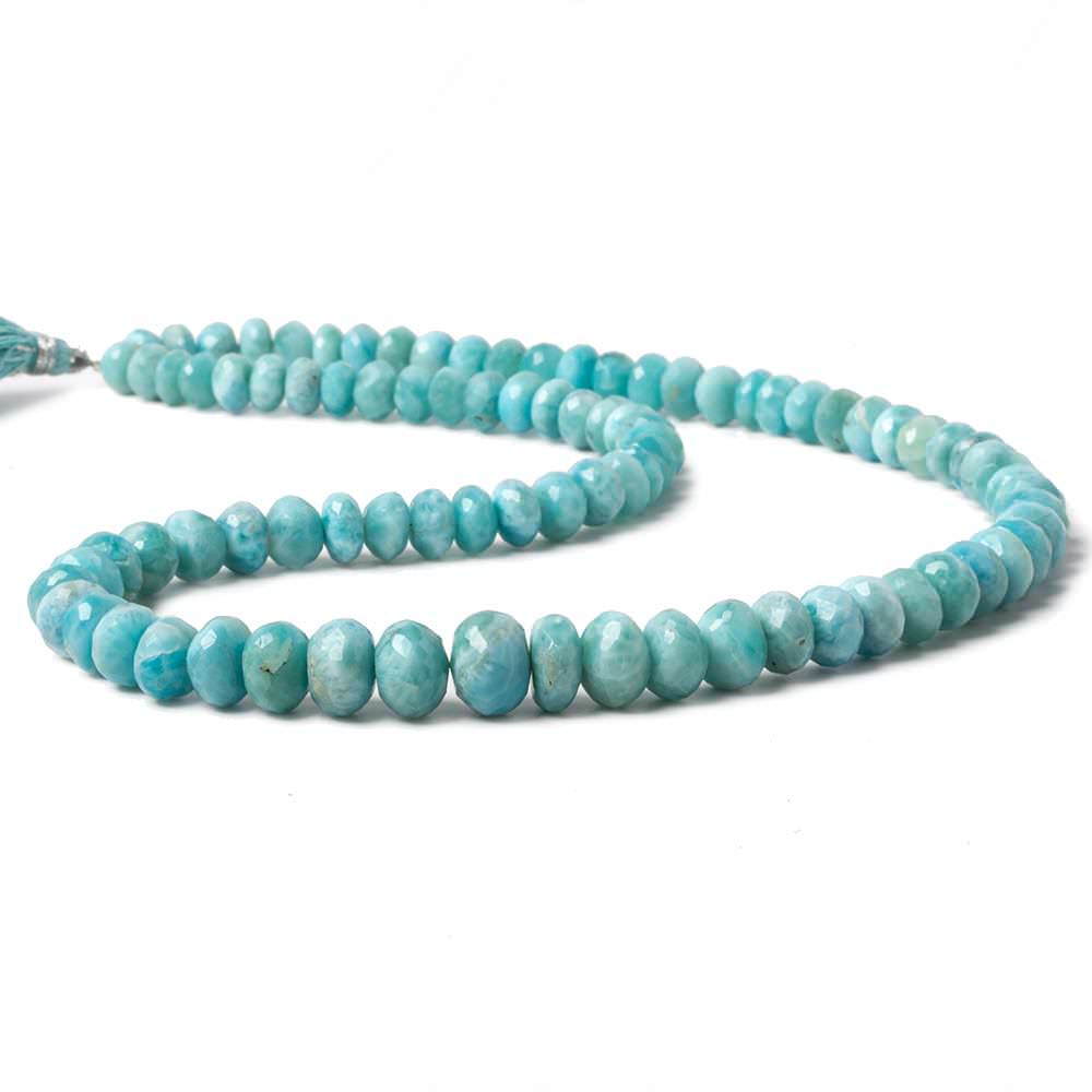 7-10.7mm Larimar faceted rondelle beads 18 inch 89 pieces AA grade (ONLINE ORDER ONLY)