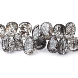 7-10mm Black Tourmalinated Quartz Plain Pear Beads 7.5 inch 60 pieces (ONLINE ORDER ONLY)