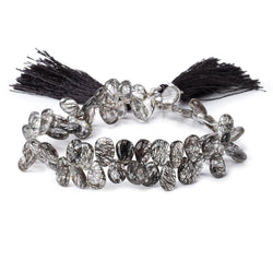 7-10mm Black Tourmalinated Quartz Plain Pear Beads 7.5 inch 60 pieces (ONLINE ORDER ONLY)