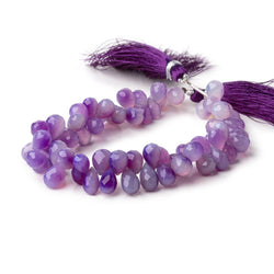 7-10mm Multi Color Purple Chalcedony Faceted Tear Drop Beads 8 inch 68 pieces (ONLINE ORDER ONLY)