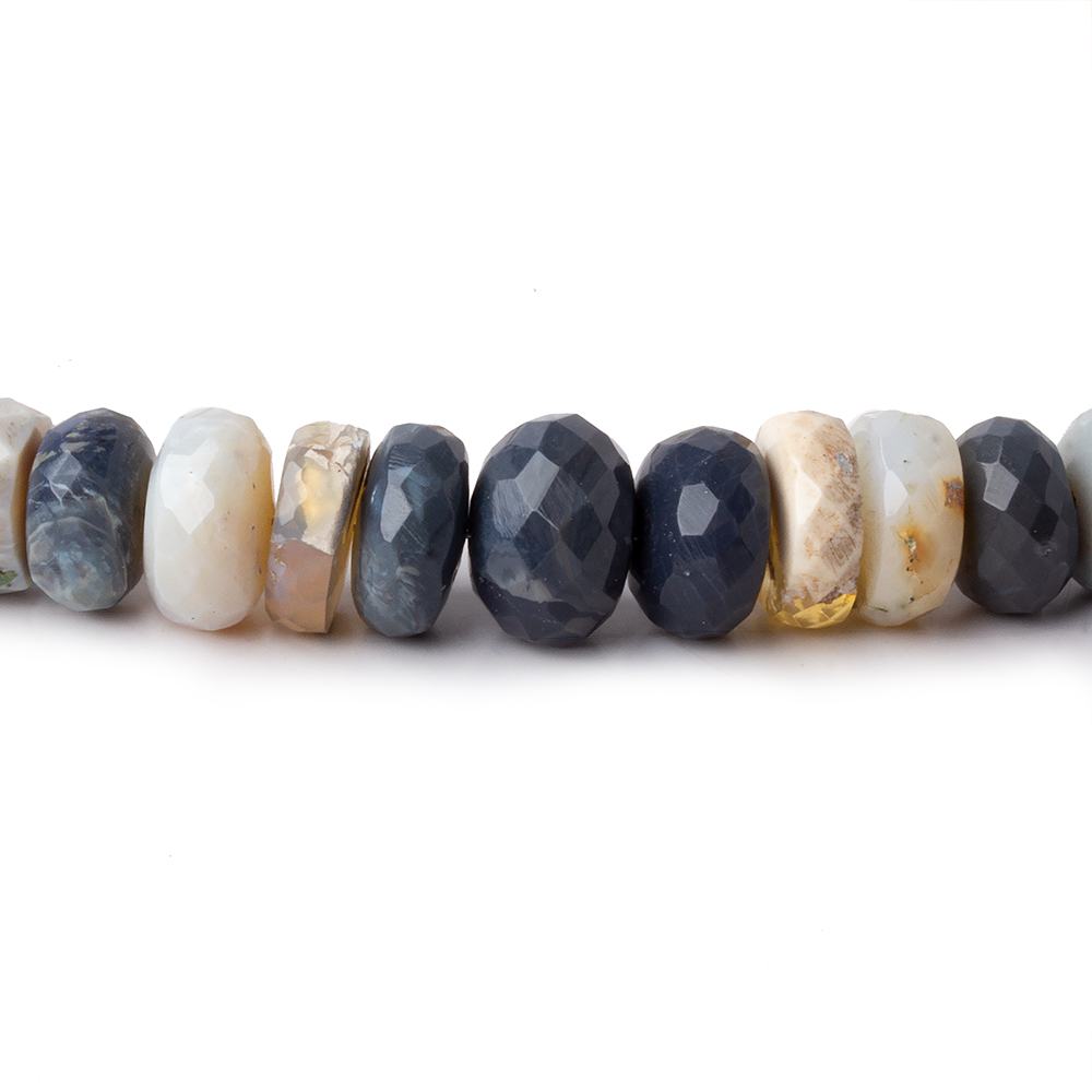 7-10mm Off White, Yellow, & Grey Australian Opal faceted rondelles 13 inch 81 pieces (ONLINE ORDER ONLY)