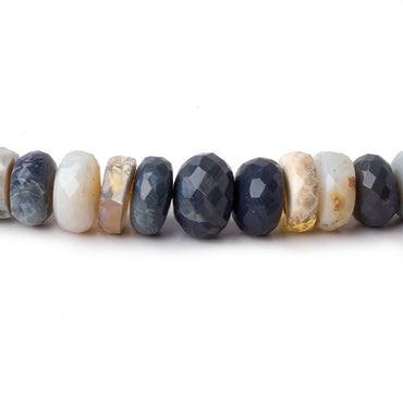 7-10mm Off White, Yellow, & Grey Australian Opal faceted rondelles 13 inch 81 pieces (ONLINE ORDER ONLY)