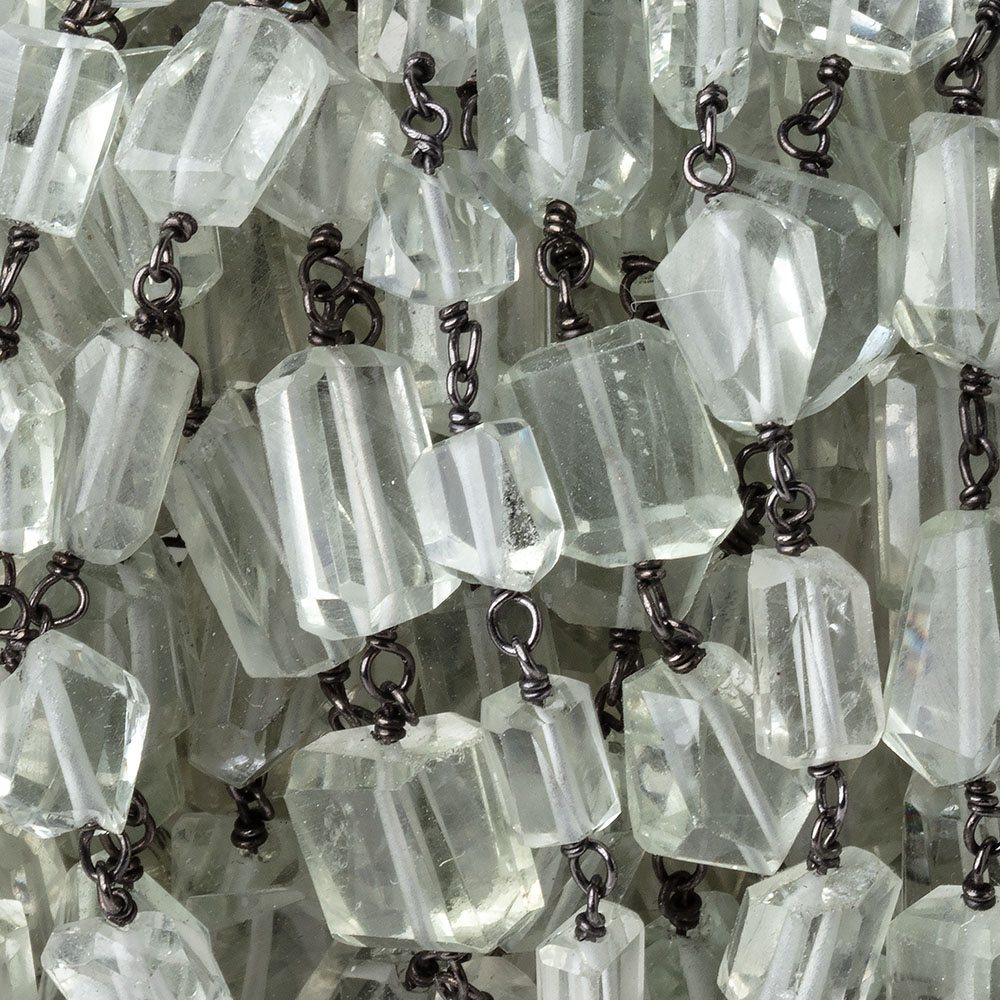 7-10mm Prasiolite Faceted Nuggets on Black Gold over .925 Silver Chain (ONLINE ORDER ONLY)