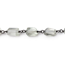 7-10mm Prasiolite Faceted Nuggets on Black Gold over .925 Silver Chain (ONLINE ORDER ONLY)