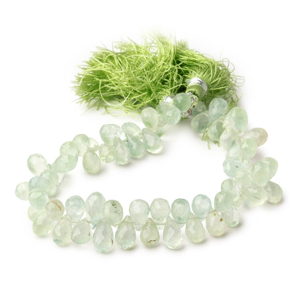 7-10mm Prehnite Tear Drop Briolette Beads 7.75 inch 65 pieces (ONLINE ORDER ONLY)