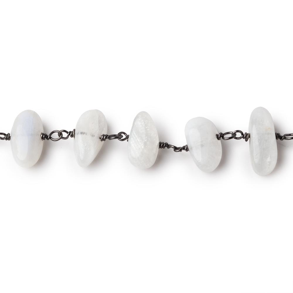 7-10mm Rainbow Moonstone Plain Nuggets on Black Gold over .925 Silver Chain (ONLINE ORDER ONLY)