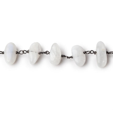 7-10mm Rainbow Moonstone Plain Nuggets on Black Gold over .925 Silver Chain (ONLINE ORDER ONLY)