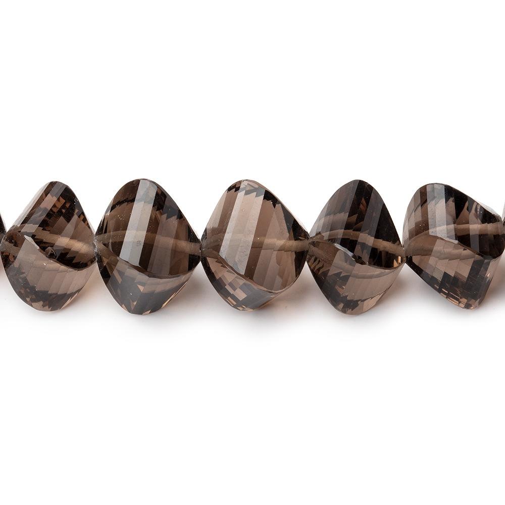 7-10mm Smoky Quartz Faceted Twist Beads 16 inch 47 pieces (ONLINE ORDER ONLY)