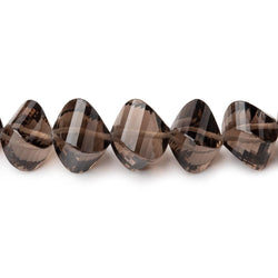 7-10mm Smoky Quartz Faceted Twist Beads 16 inch 47 pieces (ONLINE ORDER ONLY)