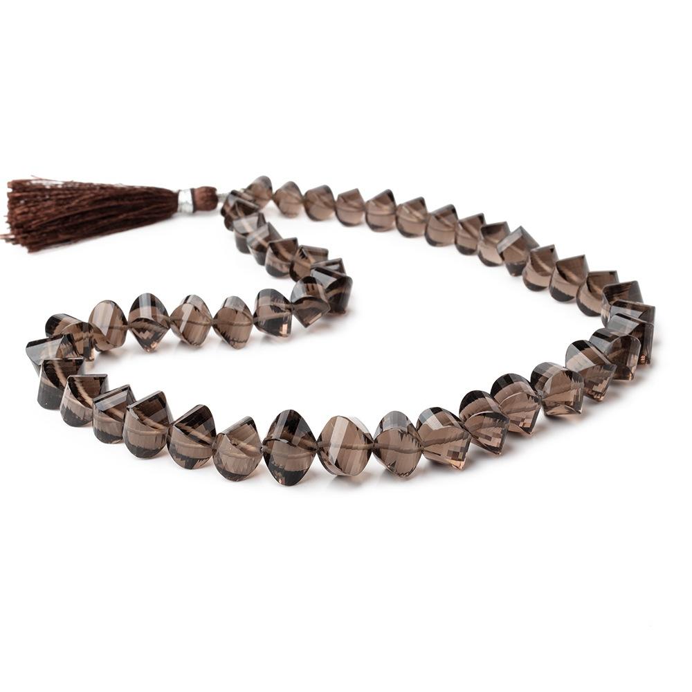 7-10mm Smoky Quartz Faceted Twist Beads 16 inch 47 pieces (ONLINE ORDER ONLY)