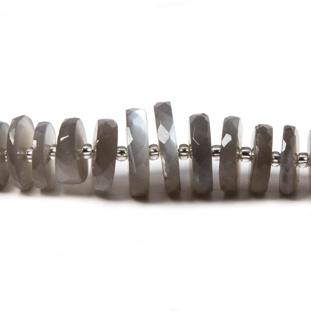 7-11.5mm Platinum Grey Moonstone faceted heishi beads 16 inch 92 pieces (ONLINE ORDER ONLY)