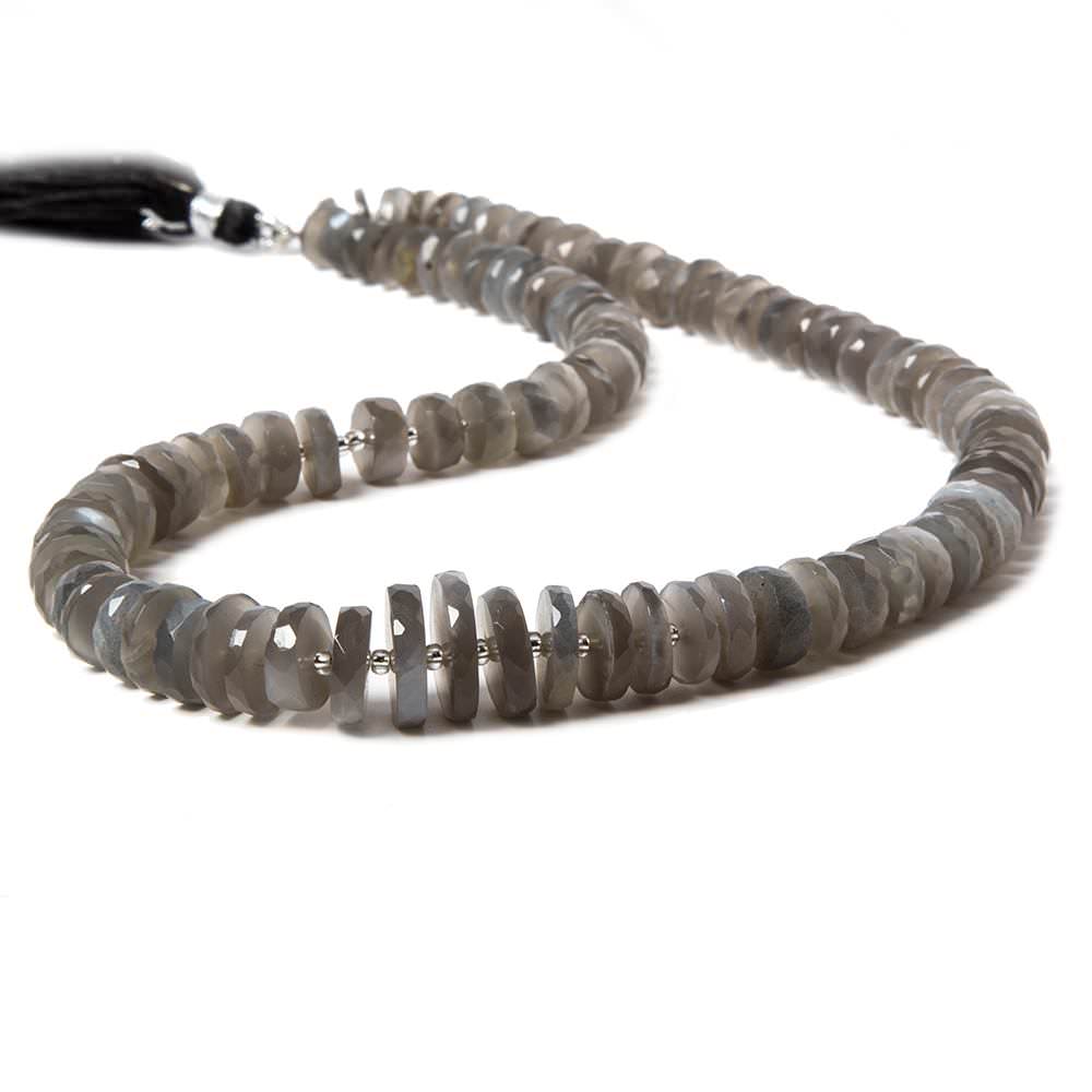 7-11.5mm Platinum Grey Moonstone faceted heishi beads 16 inch 92 pieces (ONLINE ORDER ONLY)