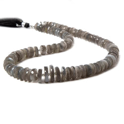 7-11.5mm Platinum Grey Moonstone faceted heishi beads 16 inch 92 pieces (ONLINE ORDER ONLY)