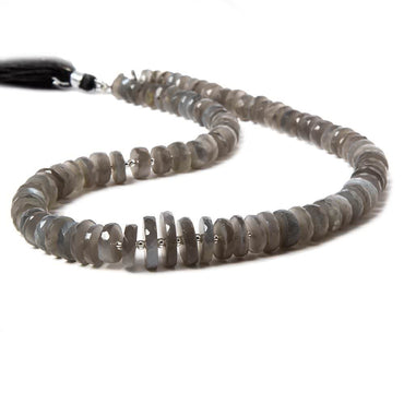 7-11.5mm Platinum Grey Moonstone faceted heishi beads 16 inch 92 pieces (ONLINE ORDER ONLY)