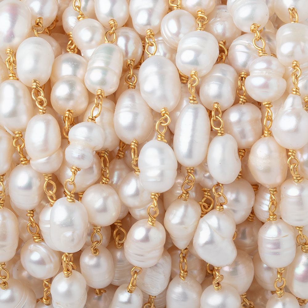 7-11mm Cream Baroque Pearls on Vermeil Chain (ONLINE ORDER ONLY)