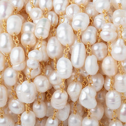 7-11mm Cream Baroque Pearls on Vermeil Chain (ONLINE ORDER ONLY)