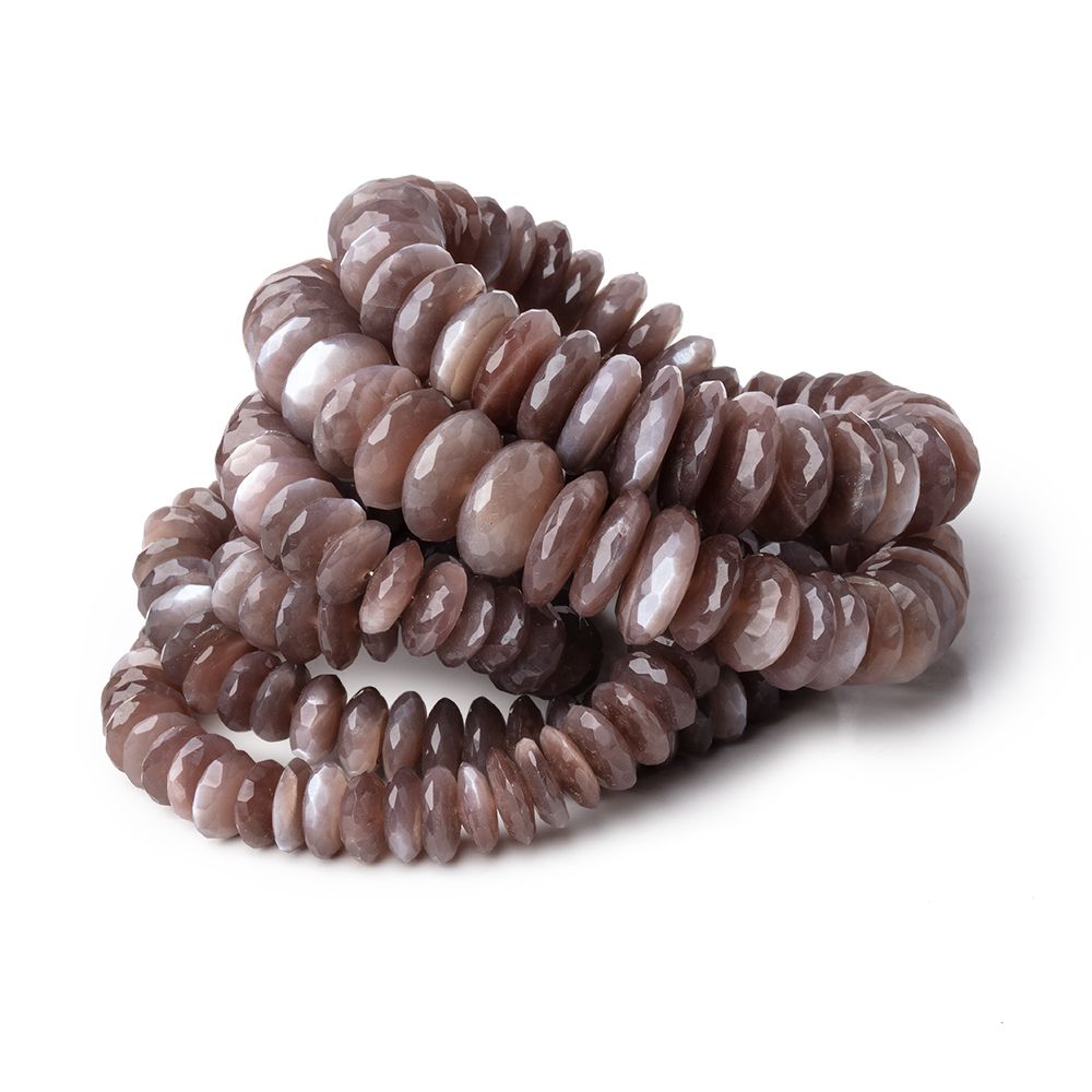 7-12mm Chocolate Moonstone German Faceted Rondelles 16 inch 109 Beads (ONLINE ORDER ONLY)