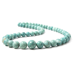 7-13.5mm Mongolian Turquoise plain round beads 18 inch 55 pieces (ONLINE ORDER ONLY)