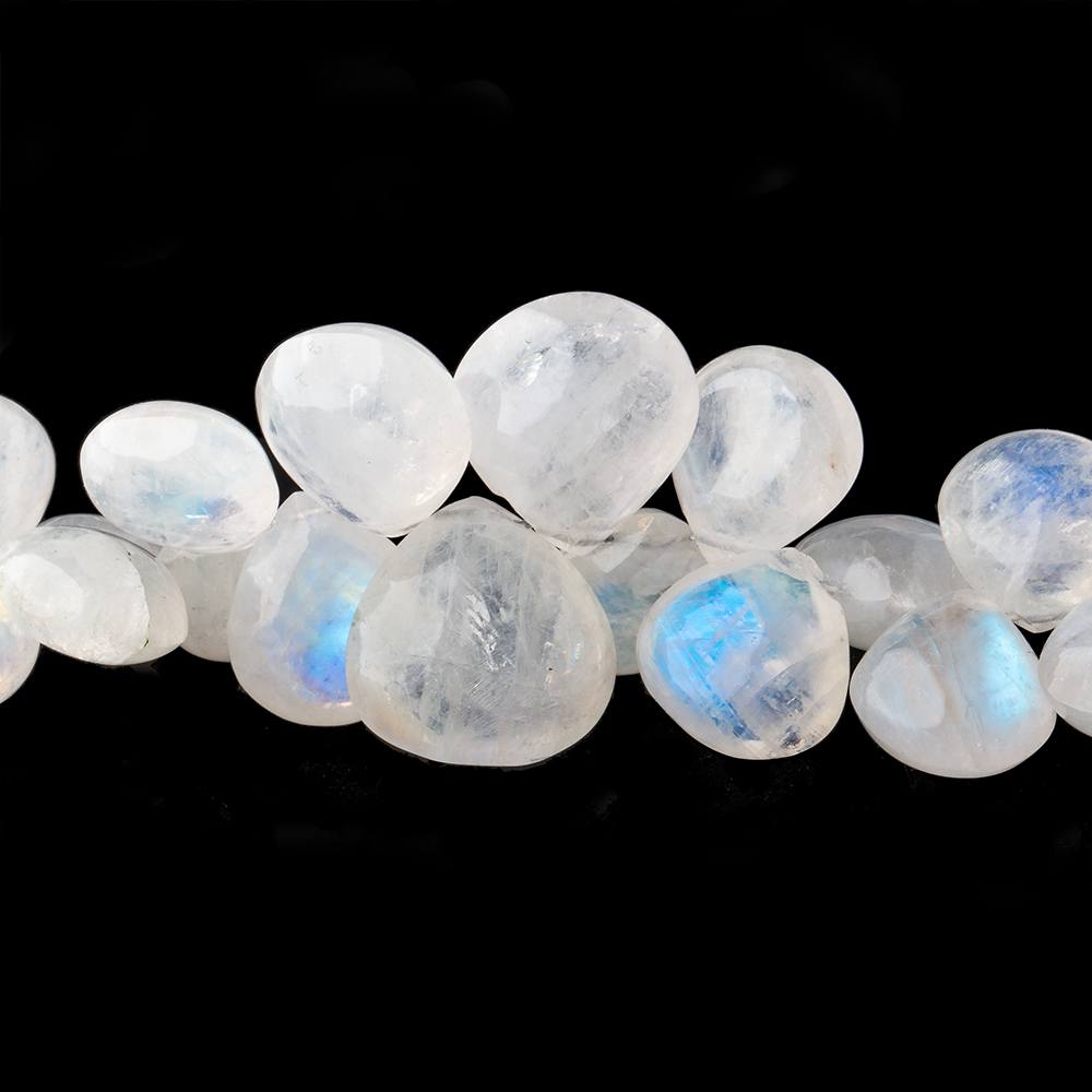 7-14mm Rainbow Moonstone plain heart beads 16 inch 100 pieces AA (ONLINE ORDER ONLY)