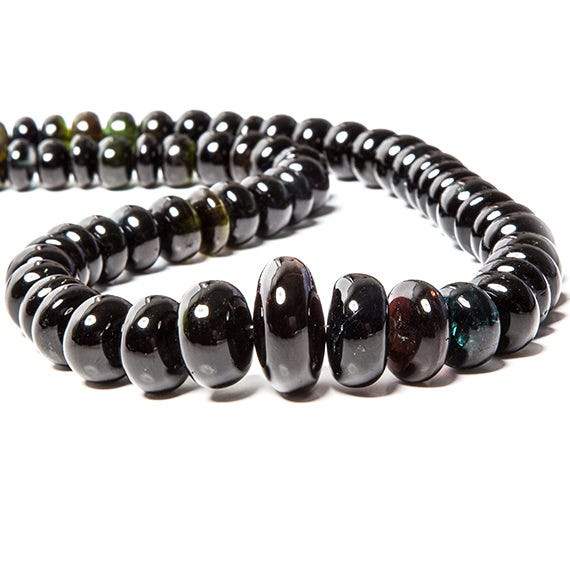 7-17mm Dark Blue & Green Tourmaline plain rondelle Beads 15 inch 63 pieces (ONLINE ORDER ONLY)