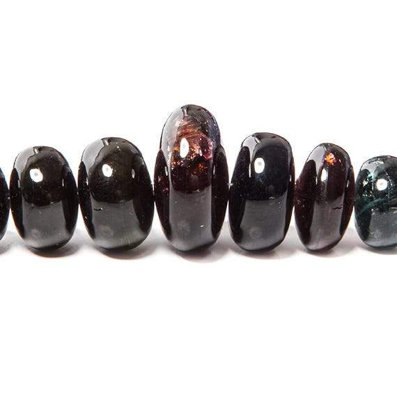 7-17mm Dark Blue & Green Tourmaline plain rondelle Beads 15 inch 63 pieces (ONLINE ORDER ONLY)