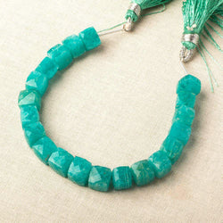 7-7.5mm Amazonite faceted cube beads 5.75 inch 20 pieces (ONLINE ORDER ONLY)