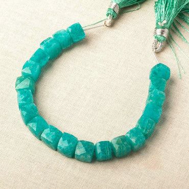 7-7.5mm Amazonite faceted cube beads 5.75 inch 20 pieces (ONLINE ORDER ONLY)