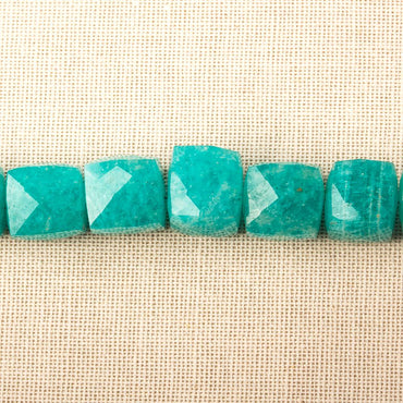 7-7.5mm Amazonite faceted cube beads 5.75 inch 20 pieces (ONLINE ORDER ONLY)