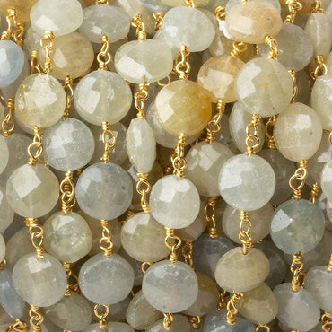 7-7.5mm Fancy Sapphire faceted coin Vermeil Chain by the foot (ONLINE ORDER ONLY)