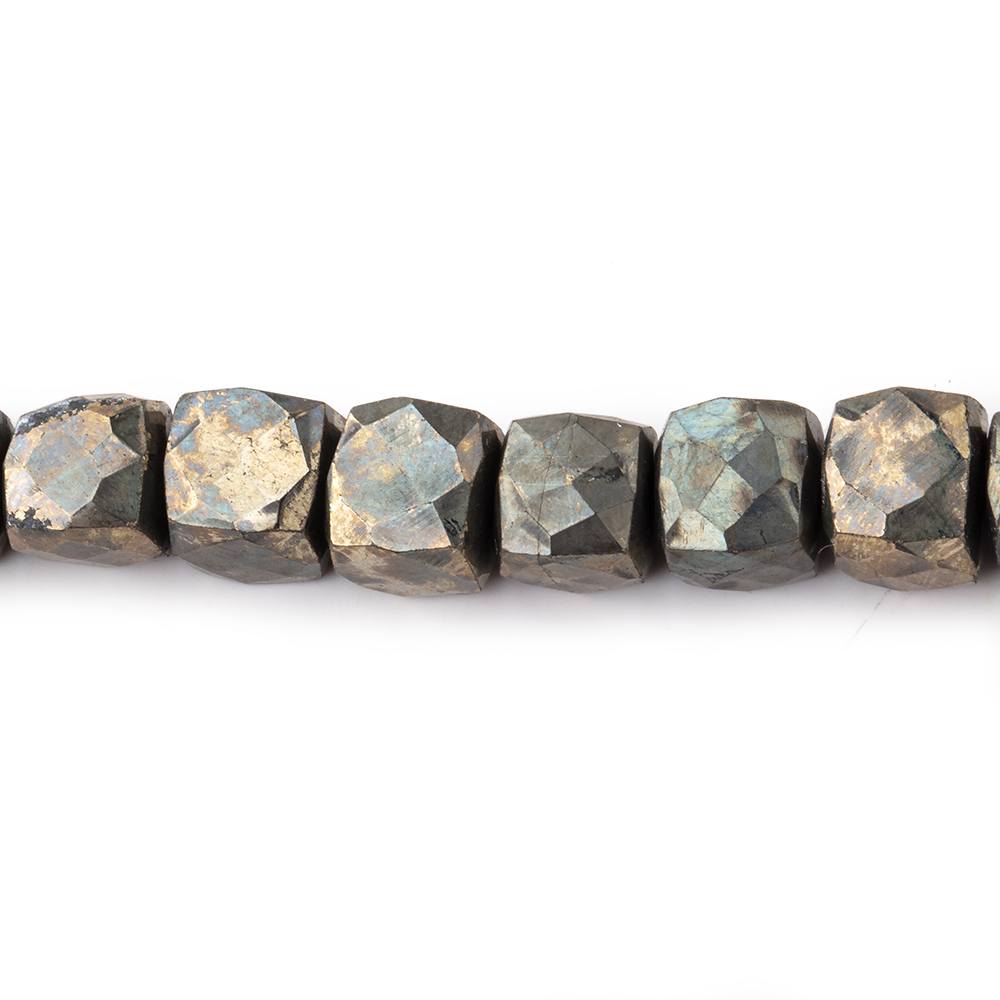 7-7.5mm Golden Pyrite Faceted Cube Beads 8 inch 33 pieces (ONLINE ORDER ONLY)