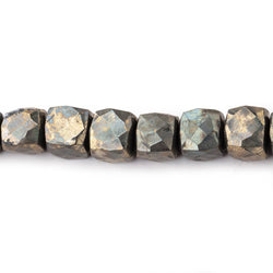 7-7.5mm Golden Pyrite Faceted Cube Beads 8 inch 33 pieces (ONLINE ORDER ONLY)