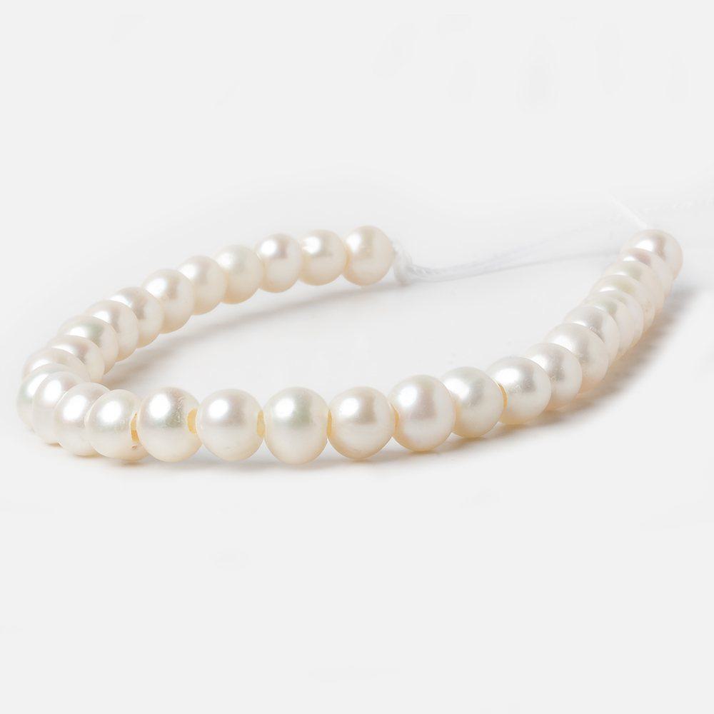 7 - 7.5mm Off White Off Round 2.5mm Large Hole Freshwater Pearl 8 inch 32 pieces (ONLINE ORDER ONLY)