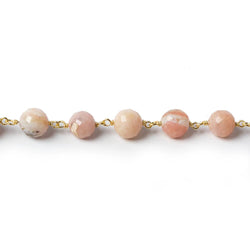 7-7.5mm Pink Peruvian Opal Faceted Round with Vermeil Chain by the foot 26 pieces (ONLINE ORDER ONLY)