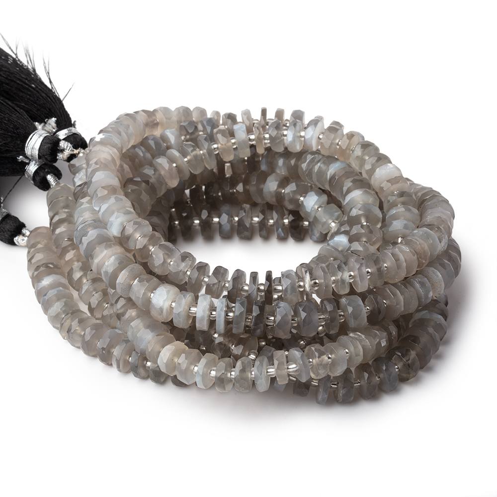 7-7.5mm Platinum Grey Moonstone Faceted Heishi Beads 16 inch 98 pieces (ONLINE ORDER ONLY)