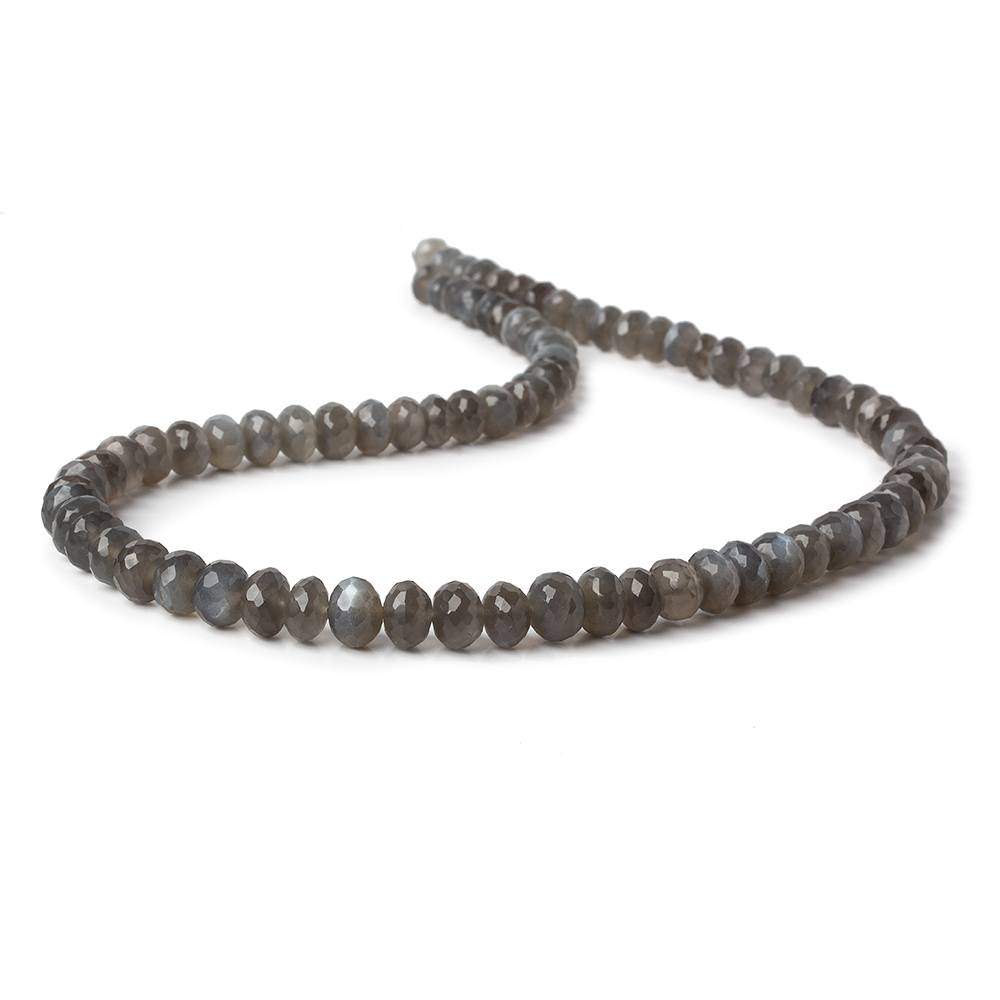 7-7.5mm Platinum Grey Moonstone Faceted Rondelles 16 inch 78 beads A (ONLINE ORDER ONLY)