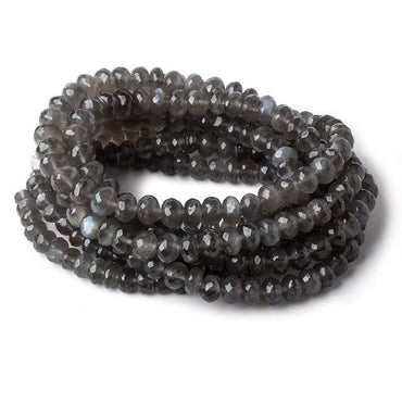 7-7.5mm Platinum Grey Moonstone Faceted Rondelles 16 inch 78 beads A (ONLINE ORDER ONLY)