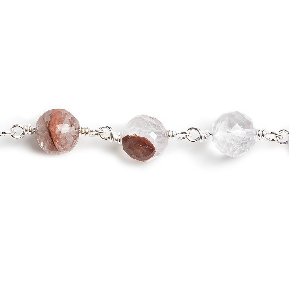 7-8.5mm Ferrous Quartz faceted round .925 Silver Chain by the foot 23 beads (ONLINE ORDER ONLY)