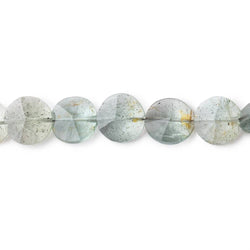 7-8.5mm Moss Aquamarine Fancy Faceted Coin Beads 15 inch 53 pieces (ONLINE ORDER ONLY)